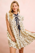 BiBi Floral Dress With Ruffles And Front Tie