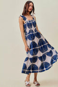 SO ME Abstract Print Midi Dress