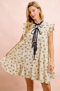 BiBi Floral Dress With Ruffles And Front Tie
