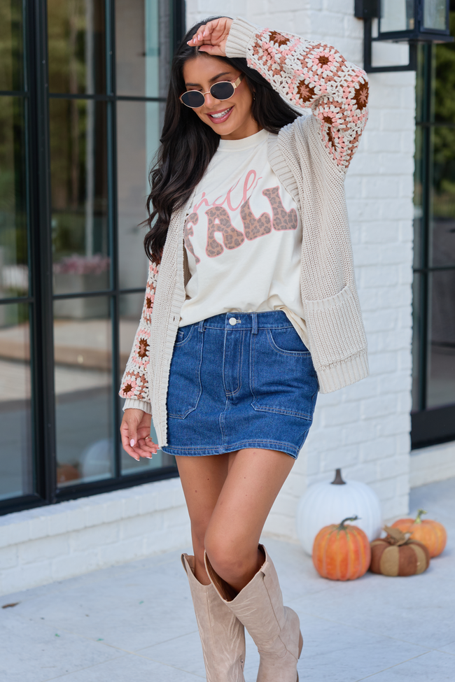 Hello Fall Leopard Ivory Graphic Tee