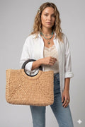 Round Handle Straw Tote Bag