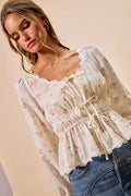 SO ME Floral Lace Trim Blouse