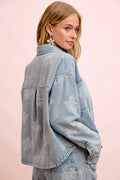 BiBi Printed Washed Denim Jacket