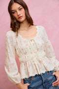 SO ME Floral Lace Trim Blouse