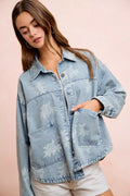 BiBi Printed Washed Denim Jacket