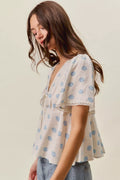 SO ME Shell Print Tie Blouse