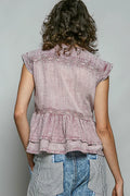 POL Eyelet Embroidery Pintuck Blouse