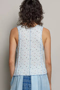 POL Seam detail Floral Ribbed Tank