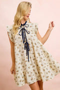 BiBi Floral Dress With Ruffles And Front Tie