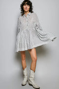 POL Striped Relaxed Fit Shirt Dress