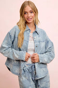 BiBi Printed Washed Denim Jacket
