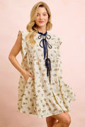 BiBi Floral Dress With Ruffles And Front Tie