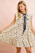BiBi Floral Dress With Ruffles And Front Tie