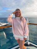 Light Pink and White Big Striped Mockneck Sweatshirt