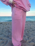 Dark Pink and White Big Striped Sweatpants