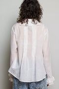 POL Lace Trim Button-Down Shirt