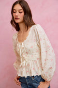 SO ME Floral Lace Trim Blouse