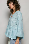 POL Eyelet Embroidery Cotton Shirt