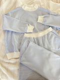 Blue and White Mini Striped Sweatpants