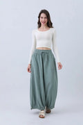 Women's Olive Wide Leg Linen Pants