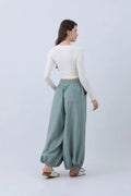 Women's Olive Wide Leg Linen Pants
