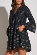 Clara Black & Gold Print Ruffle Mini Dress