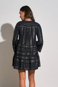Clara Black & Gold Print Ruffle Mini Dress