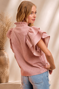 BiBi Striped Ruffle Sleeve Blouse