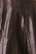 Dark Brown Faux Leather Midi Dress with Belt