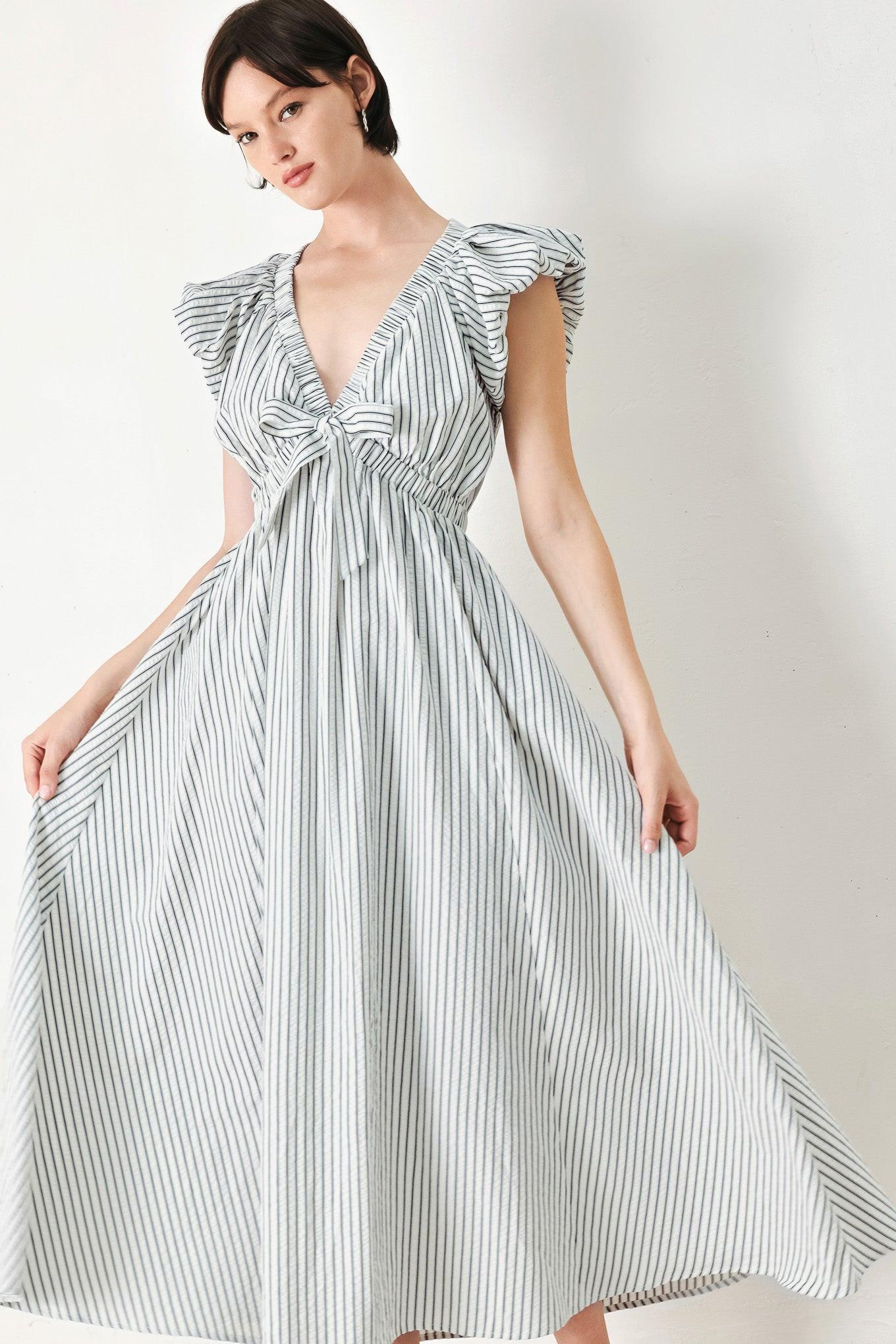 Whisper Stripe Midi Dress