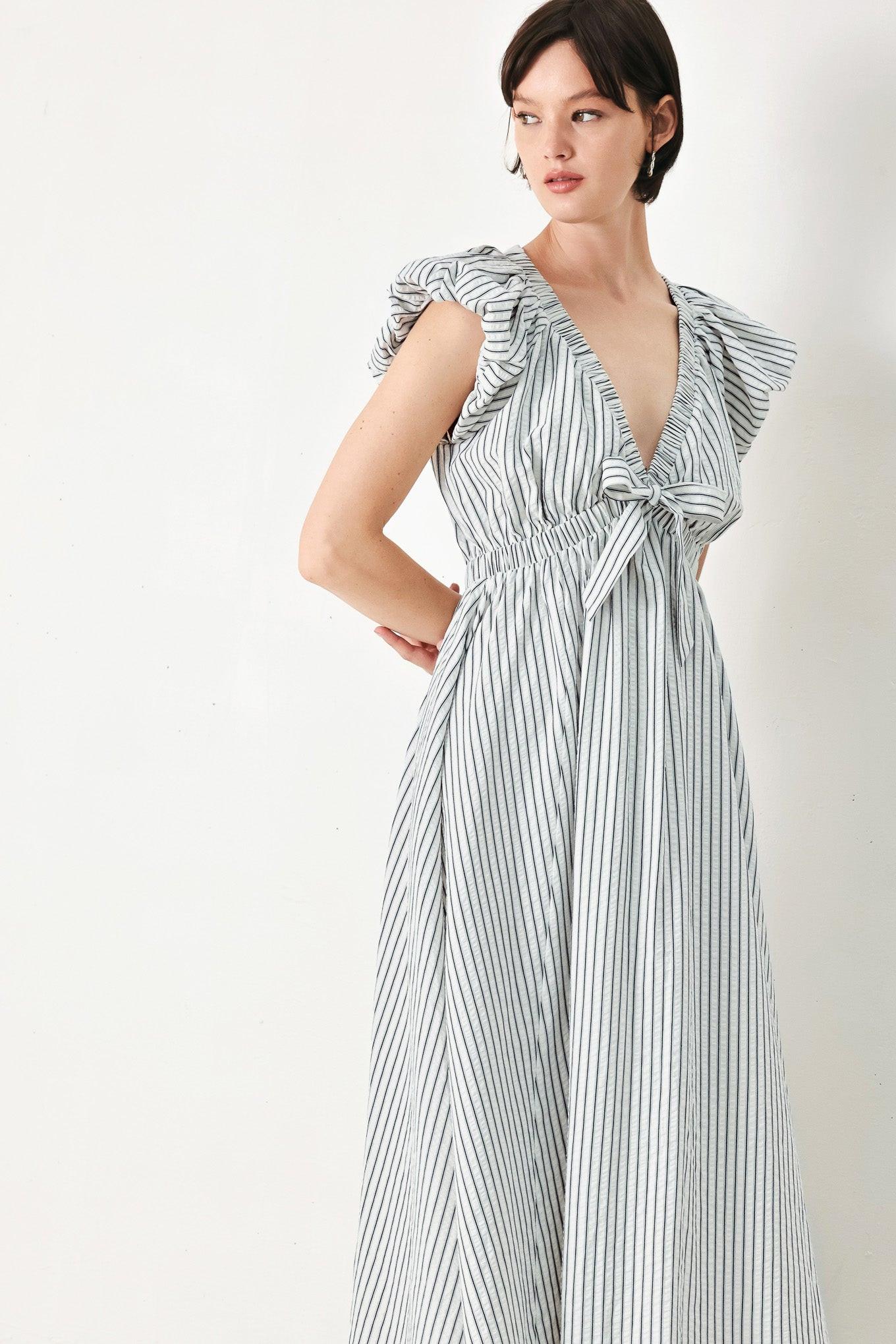 Whisper Stripe Midi Dress