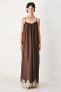TRUFFLE DREAM WOVEN MIDI SLIP DRESS