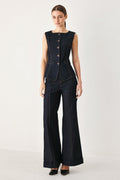 Flying Tomato Contrast Stitch Denim Vest