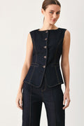 Flying Tomato Contrast Stitch Denim Vest