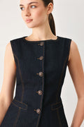 Flying Tomato Contrast Stitch Denim Vest