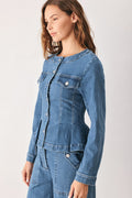 Women's Medium Wash Peplum Denim Jacket