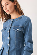 Women's Medium Wash Peplum Denim Jacket