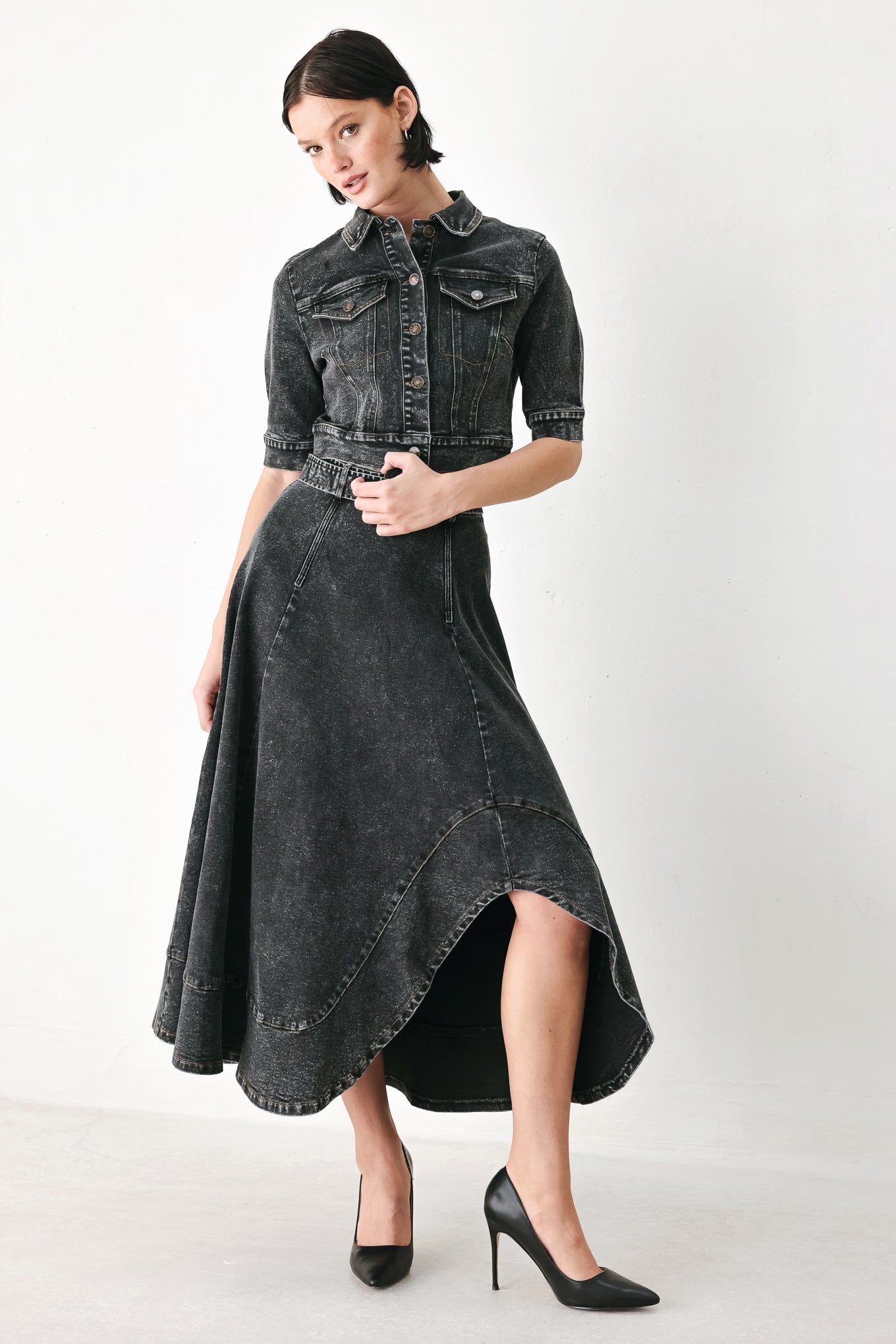 Women's Black Cropped Denim Jacket
