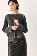 Acid Wash Denim Peplum Jacket