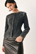 Acid Wash Denim Peplum Jacket