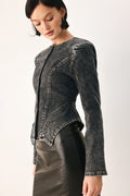 Acid Wash Denim Peplum Jacket