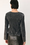Acid Wash Denim Peplum Jacket