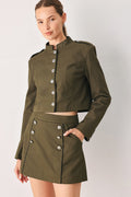 Women's Olive Cropped Utility Jacket
