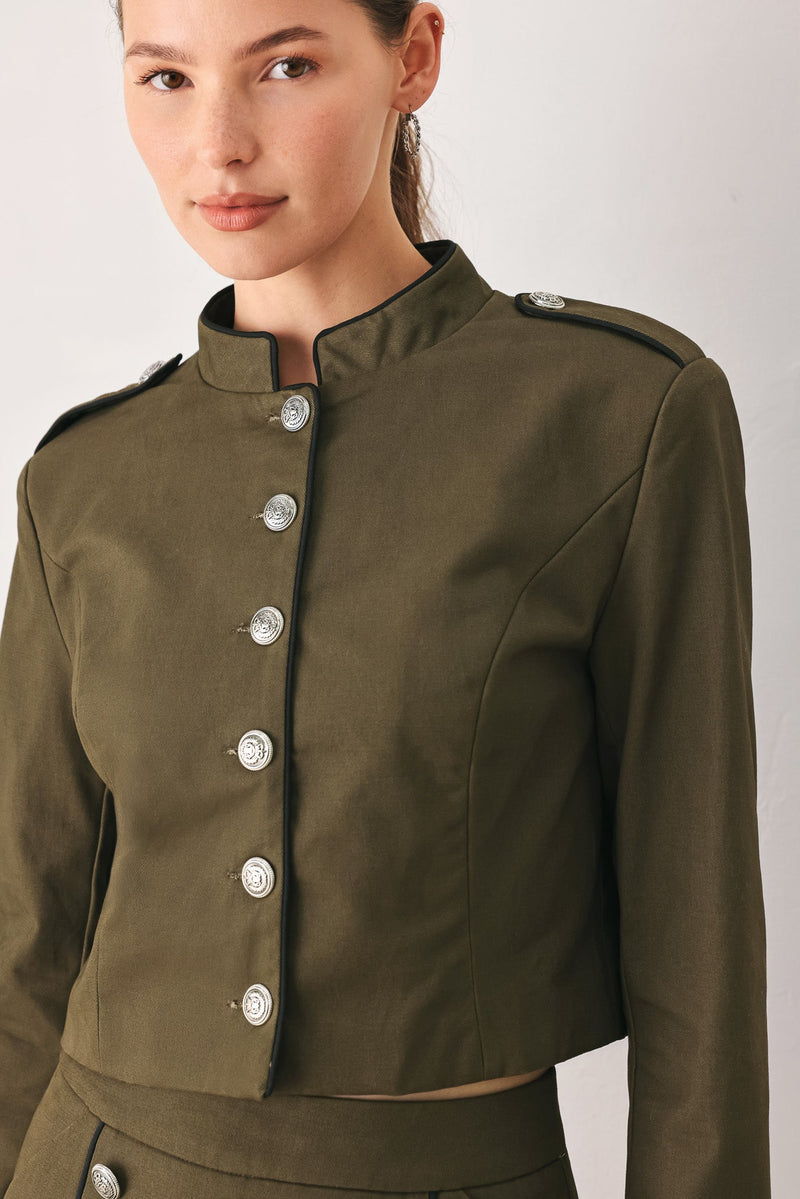 Women's Olive Cropped Utility Jacket