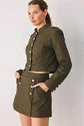 Women's Olive Cropped Utility Jacket