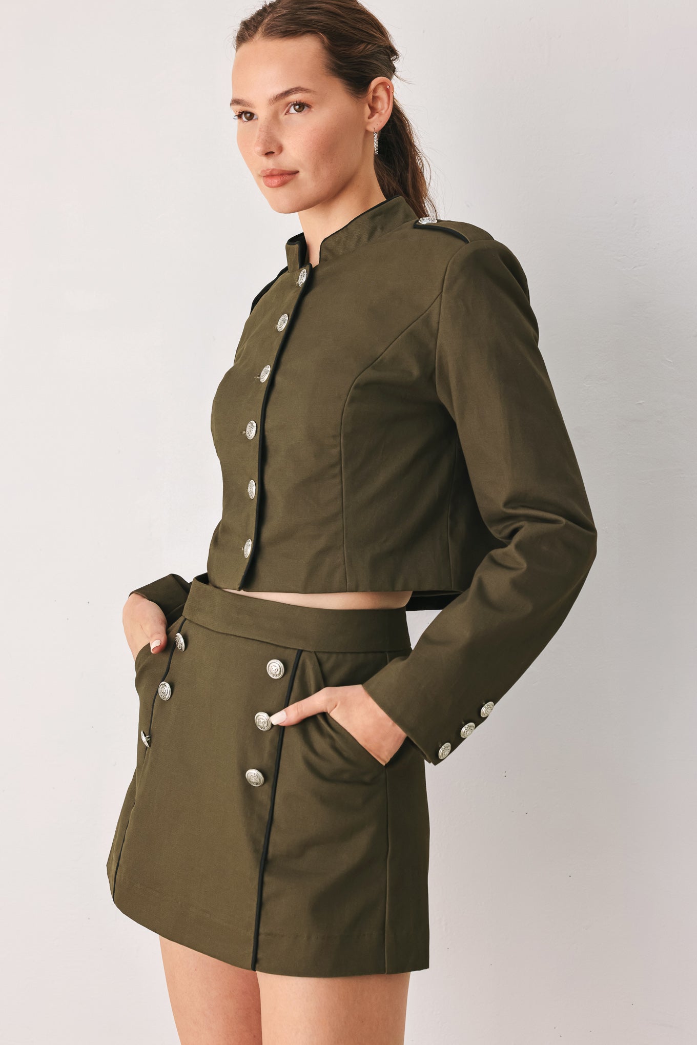 Women's Olive Cropped Utility Jacket
