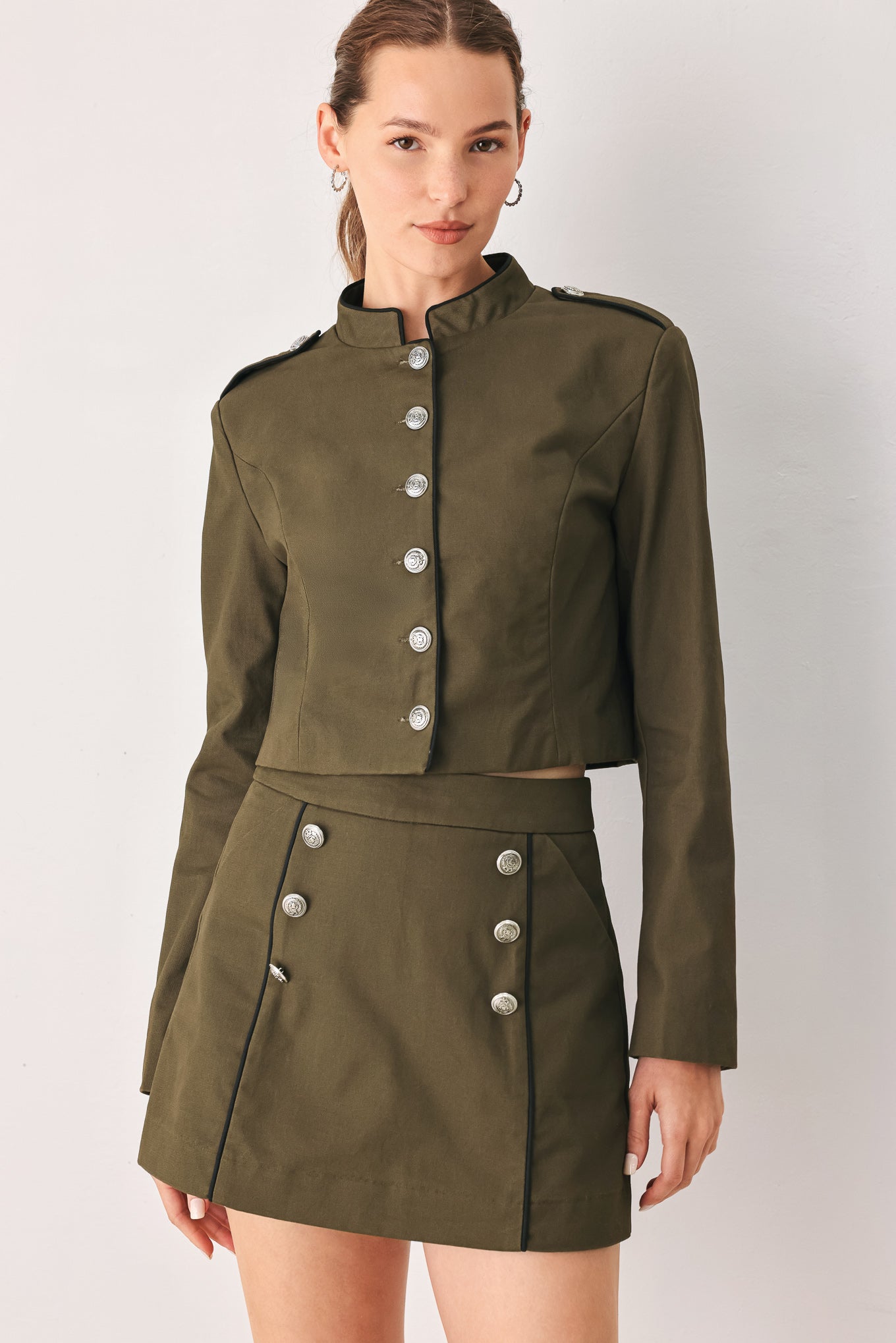 Women's Olive Cropped Utility Jacket