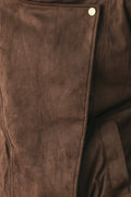 Brown Faux Leather Bomber Jacket