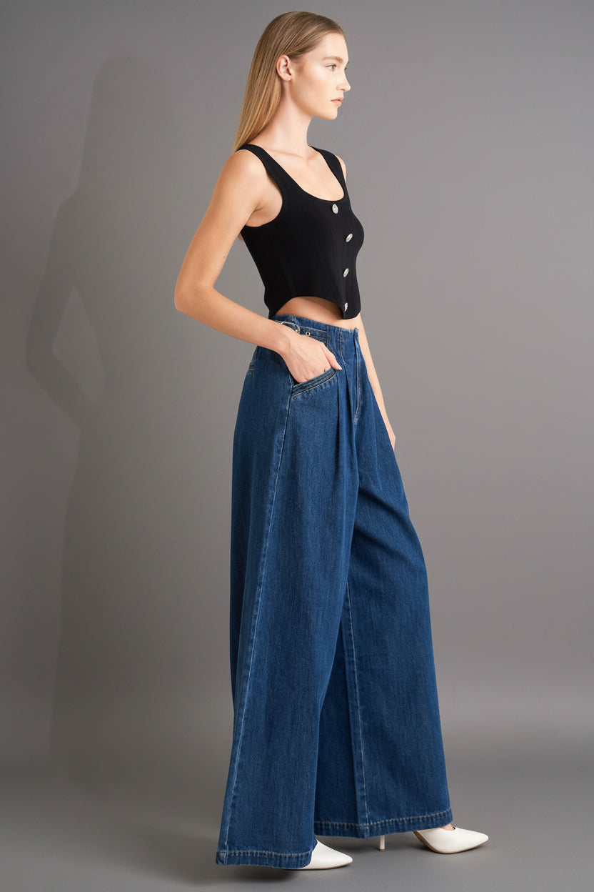 Sharp Femininity Denim Pants