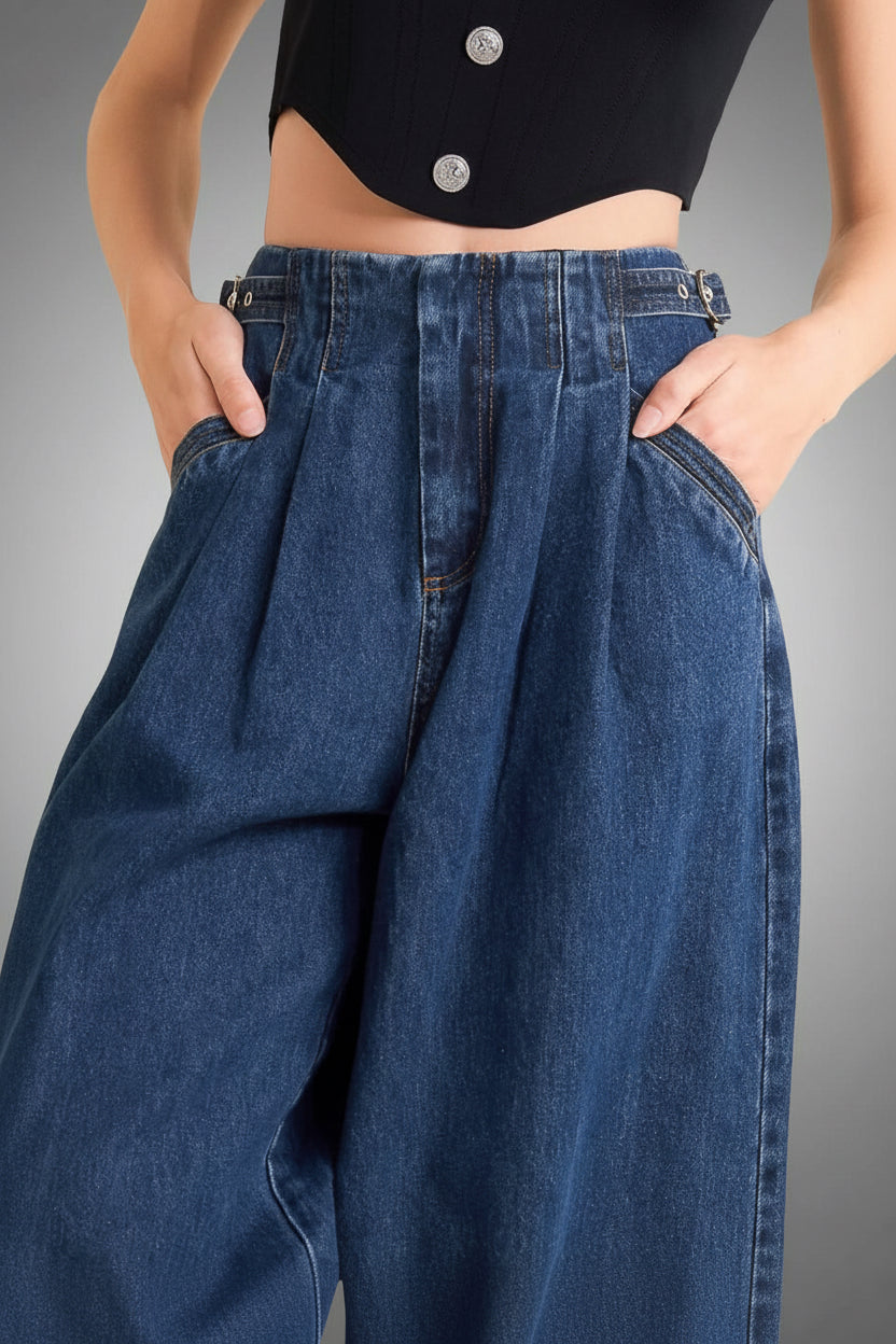 Sharp Femininity Denim Pants